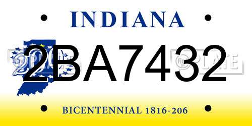 2BA7432 Indiana License Plate