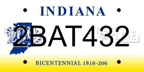 2BAT432 Indiana License Plate