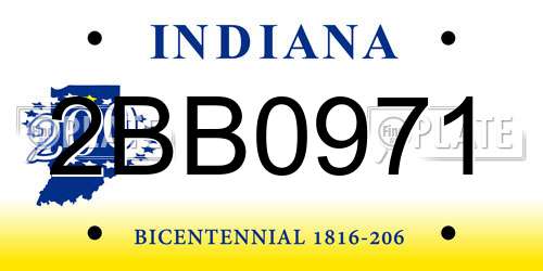 2BB0971 Indiana License Plate