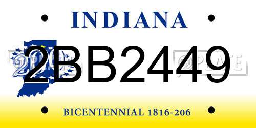 2BB2449 Indiana License Plate