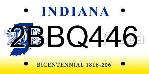 2BBQ446 Indiana License Plate