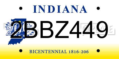 2BBZ449 Indiana License Plate