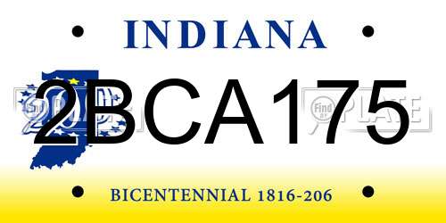 2BCA175 Indiana License Plate