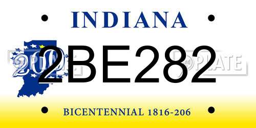 2BE282 Indiana License Plate