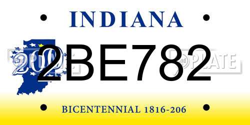 2BE782 Indiana License Plate