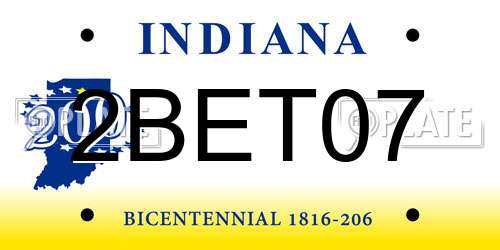2BET07 Indiana License Plate