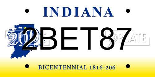 2BET87 Indiana License Plate