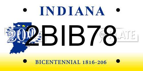 2BIB78 Indiana License Plate