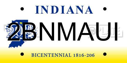 2BNMAUI Indiana License Plate