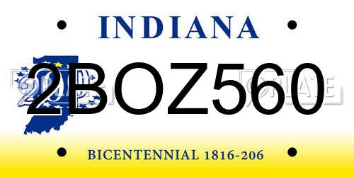 2BOZ560 Indiana License Plate