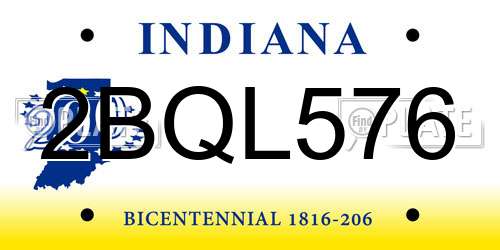 2BQL576 Indiana License Plate