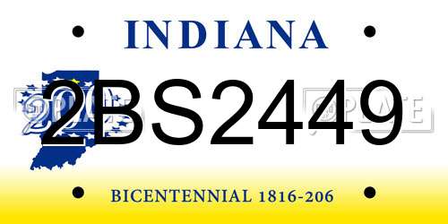 2BS2449 Indiana License Plate