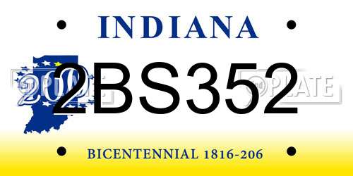 2BS352 Indiana License Plate
