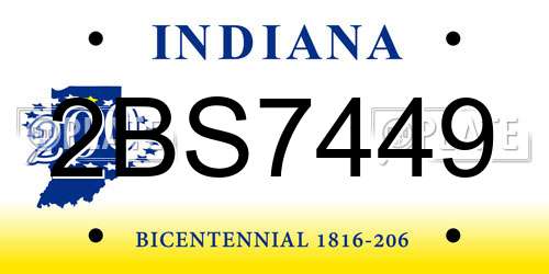 2BS7449 Indiana License Plate