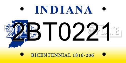2BT0221 Indiana License Plate