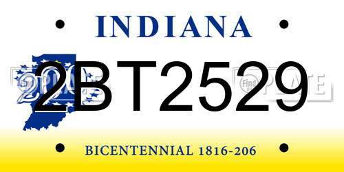 2BT2529 Indiana License Plate