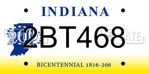 2BT468 Indiana License Plate