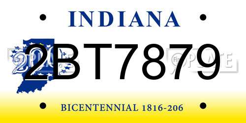 2BT7879 Indiana License Plate