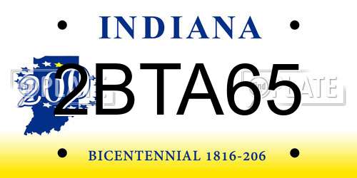 2BTA65 Indiana License Plate