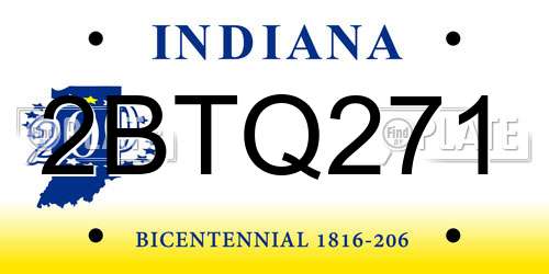 2BTQ271 Indiana License Plate