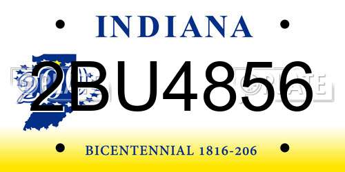 2BU4856 Indiana License Plate