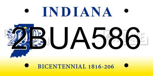 2BUA586 Indiana License Plate