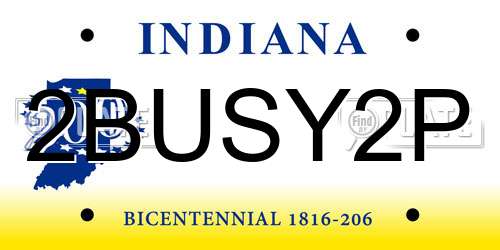 2BUSY2P Indiana License Plate