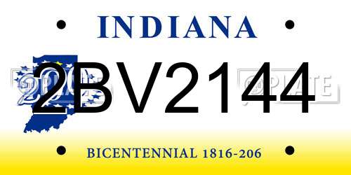 2BV2144 Indiana License Plate