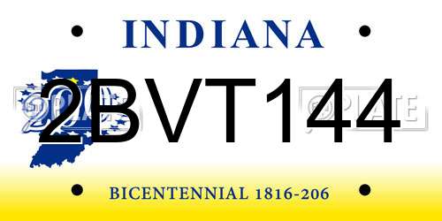 2BVT144 Indiana License Plate