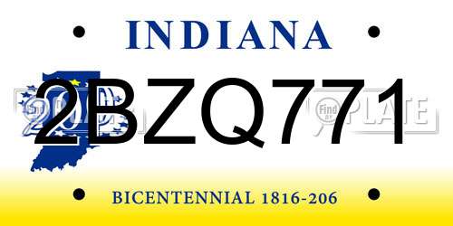 2BZQ771 Indiana License Plate