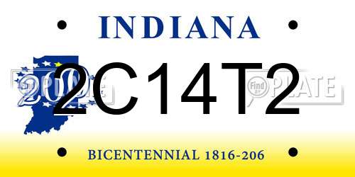 2C14T2 Indiana License Plate