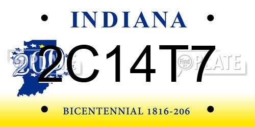 2C14T7 Indiana License Plate
