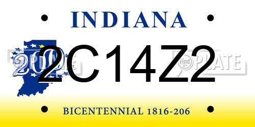 2C14Z2 Indiana License Plate