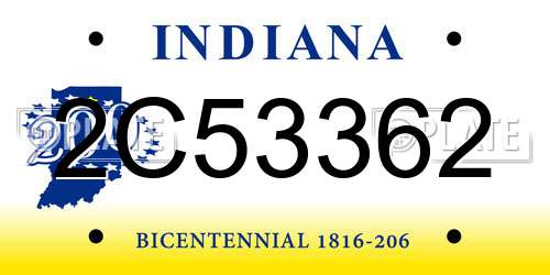 2C53362 Indiana License Plate