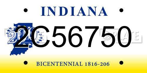 2C56750 Indiana License Plate
