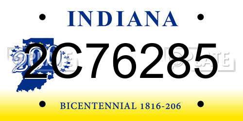 2C76285 Indiana License Plate