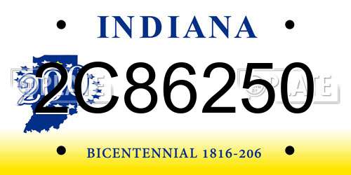 2C86250 Indiana License Plate