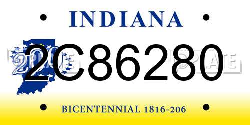 2C86280 Indiana License Plate