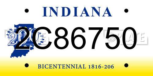 2C86750 Indiana License Plate