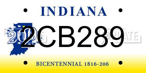 2CB289 Indiana License Plate