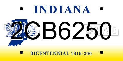 2CB6250 Indiana License Plate