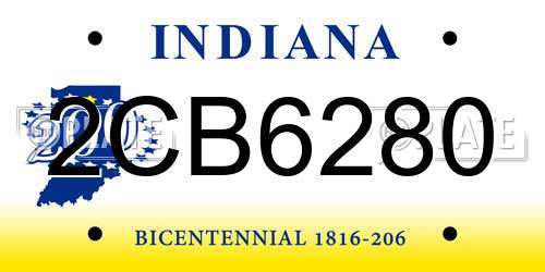 2CB6280 Indiana License Plate
