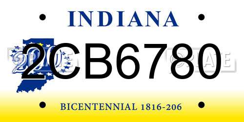 2CB6780 Indiana License Plate