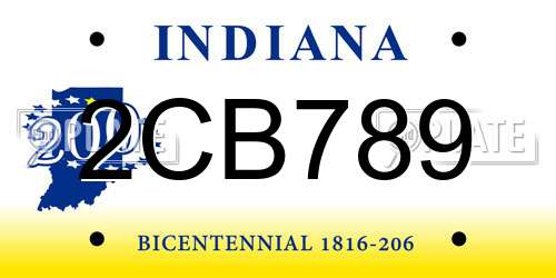 2CB789 Indiana License Plate