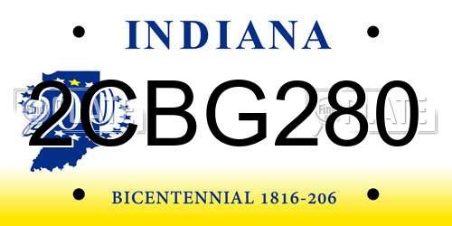 2CBG280 Indiana License Plate
