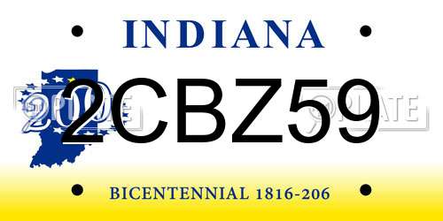 2CBZ59 Indiana License Plate