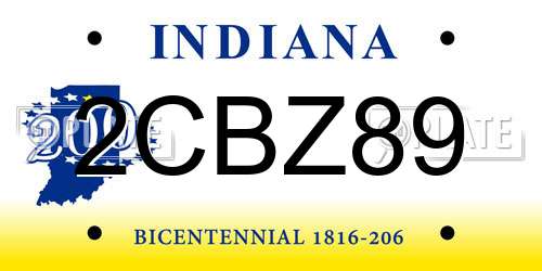 2CBZ89 Indiana License Plate