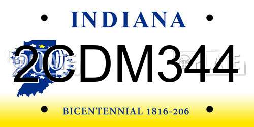 2CDM344 Indiana License Plate