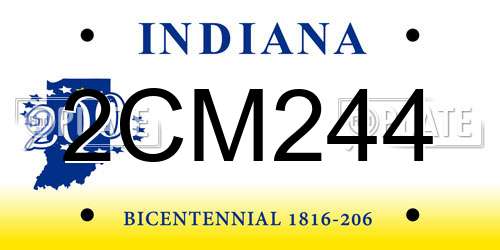 2CM244 Indiana License Plate