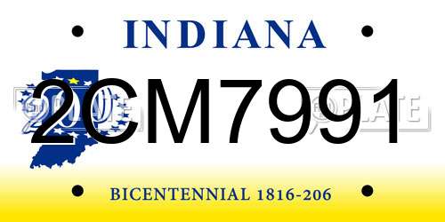 2CM7991 Indiana License Plate
